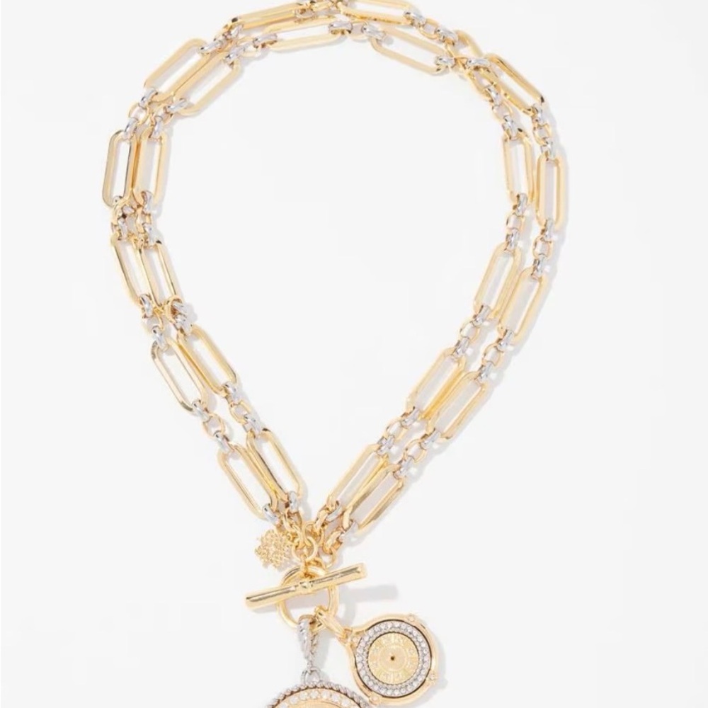 White House Black Market Gold and Silver Pendant Necklace - Picture 3 of 10